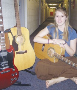 Students Rock: Selena Brown, a Freshman in the pre-pharmacy program grew up around music and has been playing guitar since the age of eight. Photo By: Kristyn Sonnenberg | Photo Editor Students Rock: Selena Brown, a Freshman in the pre-pharmacy program grew up around music and has been playing guitar since the age of eight. Photo By: Kristyn Sonnenberg | Photo Editor