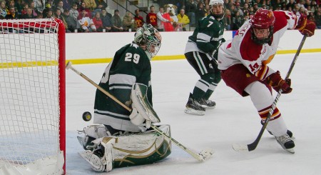 Split Series: Bulldog senior right wing Todd Pococke shoots on MSU goalie Drew Palmisano during a 3-2 loss to Michigan State on Dec. . The Bulldogs are now 8-6-3 for the 2010-11 season and will take on Alaska on Dec. 10 and 11. Photo By: Brock Copus | Photographer Split Series: Bulldog senior right wing Todd Pococke shoots on MSU goalie Drew Palmisano during a 3-2 loss to Michigan State on Dec. . The Bulldogs are now 8-6-3 for the 2010-11 season and will take on Alaska on Dec. 10 and 11. Photo By: Brock Copus | Photographer