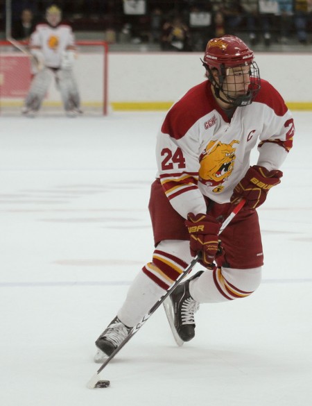 Award Finalists: Bulldog seniors Zach Redmond and Pat Nagle compete during a 2010-11 game. Both Redmond and Nagle were recognized as CCHA award finalists. Torch File Photo Award Finalists: Bulldog seniors Zach Redmond and Pat Nagle compete during a 2010-11 game. Both Redmond and Nagle were recognized as CCHA award finalists. Torch File Photo