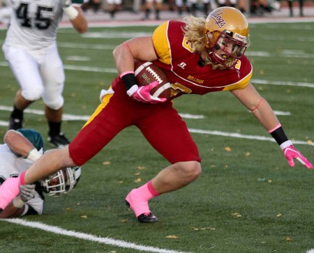 Defeating Erie: FSU senior wide receiver Mike Ryan pushes down the field during the October 1 game against Lake Erie. The Bulldogs defeated Lake Eric and are now 4-1 overall for the 2011 season. Photo By: Brock Copus | Multimedia Editor Defeating Erie: FSU senior wide receiver Mike Ryan pushes down the field during the October 1 game against Lake Erie. The Bulldogs defeated Lake Eric and are now 4-1 overall for the 2011 season. Photo By: Brock Copus | Multimedia Editor
