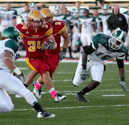 On a Roll: FSU junior runningback Skyler Stoker charges past the Lake Eric defense during the October 1 game. The Bulldogs defeated the Storm 38-14, bringing the team’s win-streak to three games. Photo By: Brock Copus | Multimedia Editor On a Roll: FSU junior runningback Skyler Stoker charges past the Lake Eric defense during the October 1 game. The Bulldogs defeated the Storm 38-14, bringing the team’s win-streak to three games. Photo By: Brock Copus | Multimedia Editor