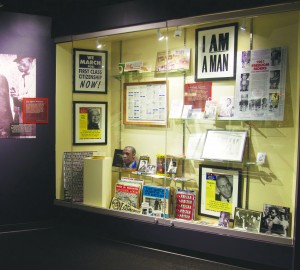A section of the display case in the Jim Crow Museum of Racist Memorabilia in FLITE that showcases Dr. Martin Luther King Jr. and the Civil Rights movement.