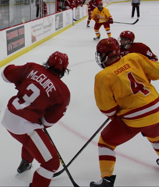 Senior defenseman Zach Dorer assisted on the go-ahead goal early in the third period that would end up being the decider in the Bulldogs' 2-1 victory.
